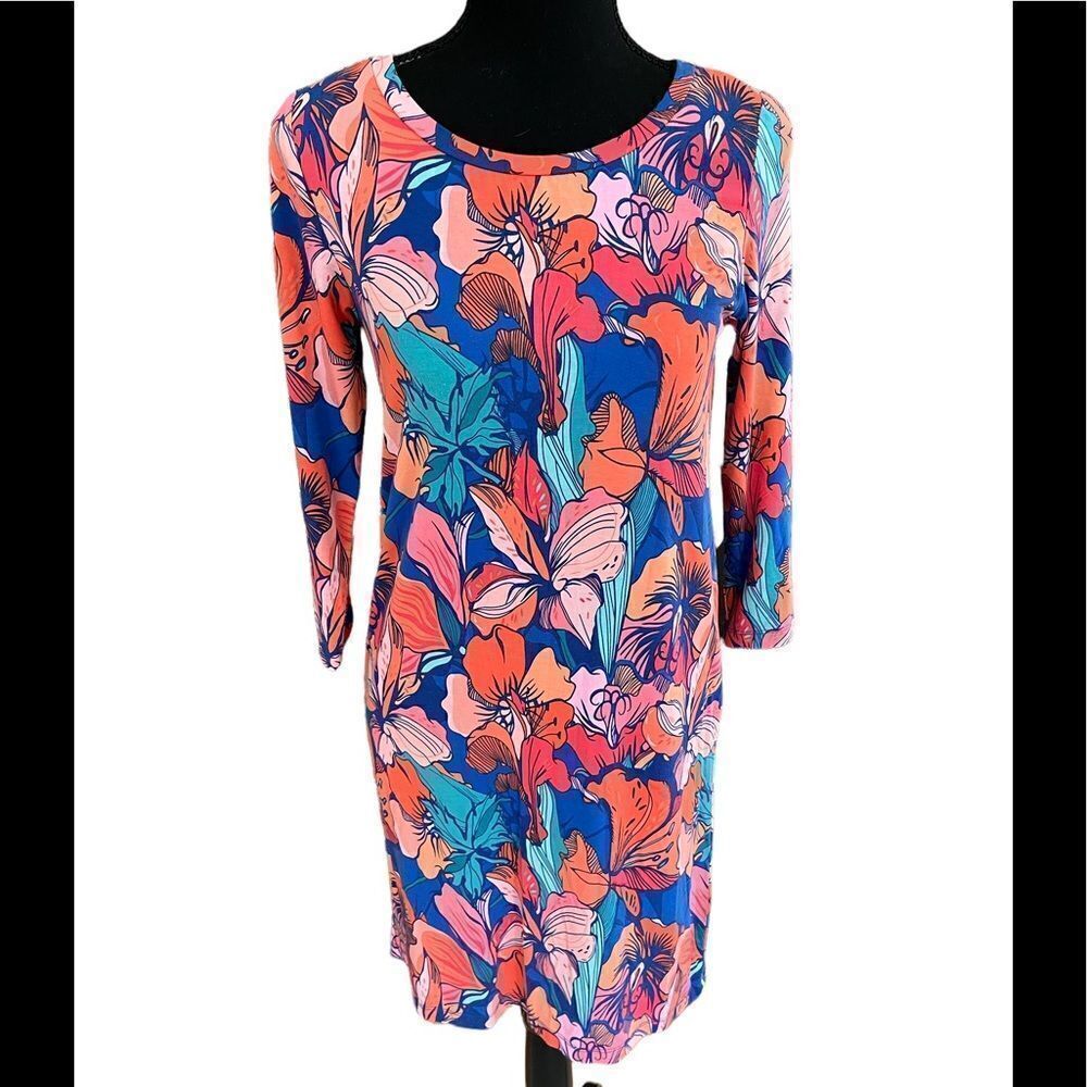 Anthropologie Fleur Bleue floral 3/4 sleeved dress size XS